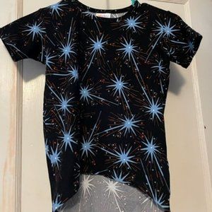 LuLaRoe Girl's Leggings Material Gracie Top Fireworks